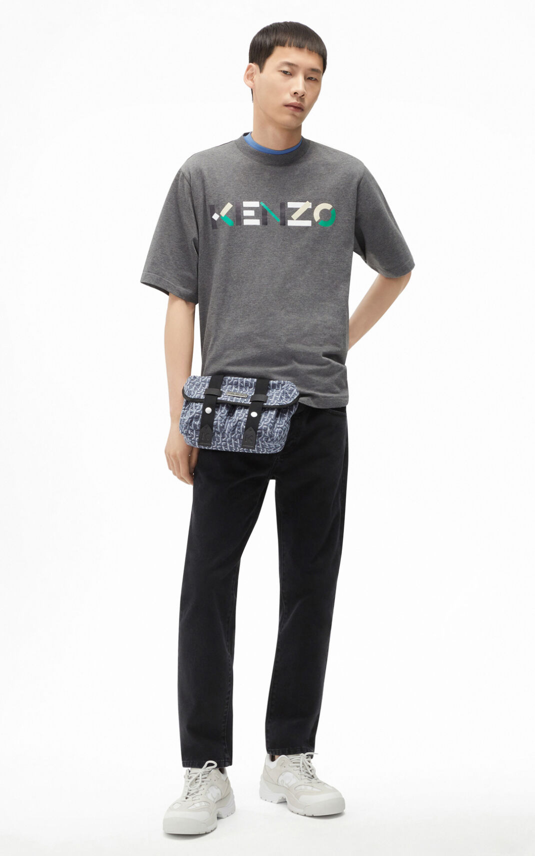 Camisetas Kenzo Multicoloured oversize Logo Hombre Gris BLZ439702